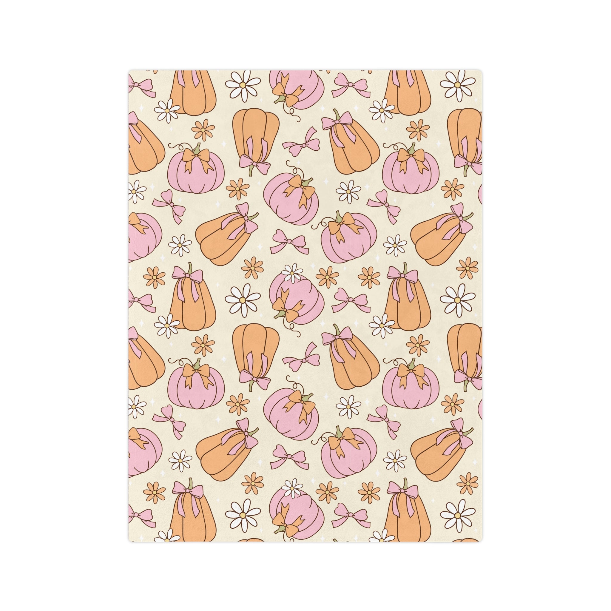 Pastel Pumpkin Halloween Blanket | Cozy Girly Fall Throw with Pink & Orange Pumpkins | Cute Autumn Decor