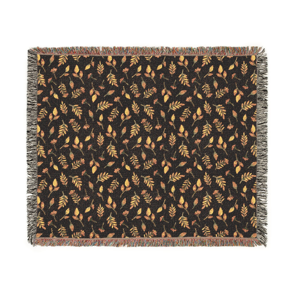 Autumn Leaf Woven Throw Blanket – Cozy 100% Cotton Fall Home Decor with Fringed Edges