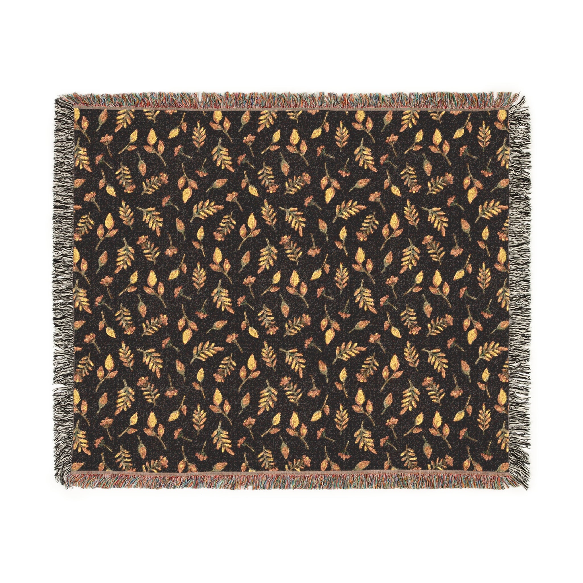 Autumn Leaf Woven Throw Blanket – Cozy 100% Cotton Fall Home Decor with Fringed Edges