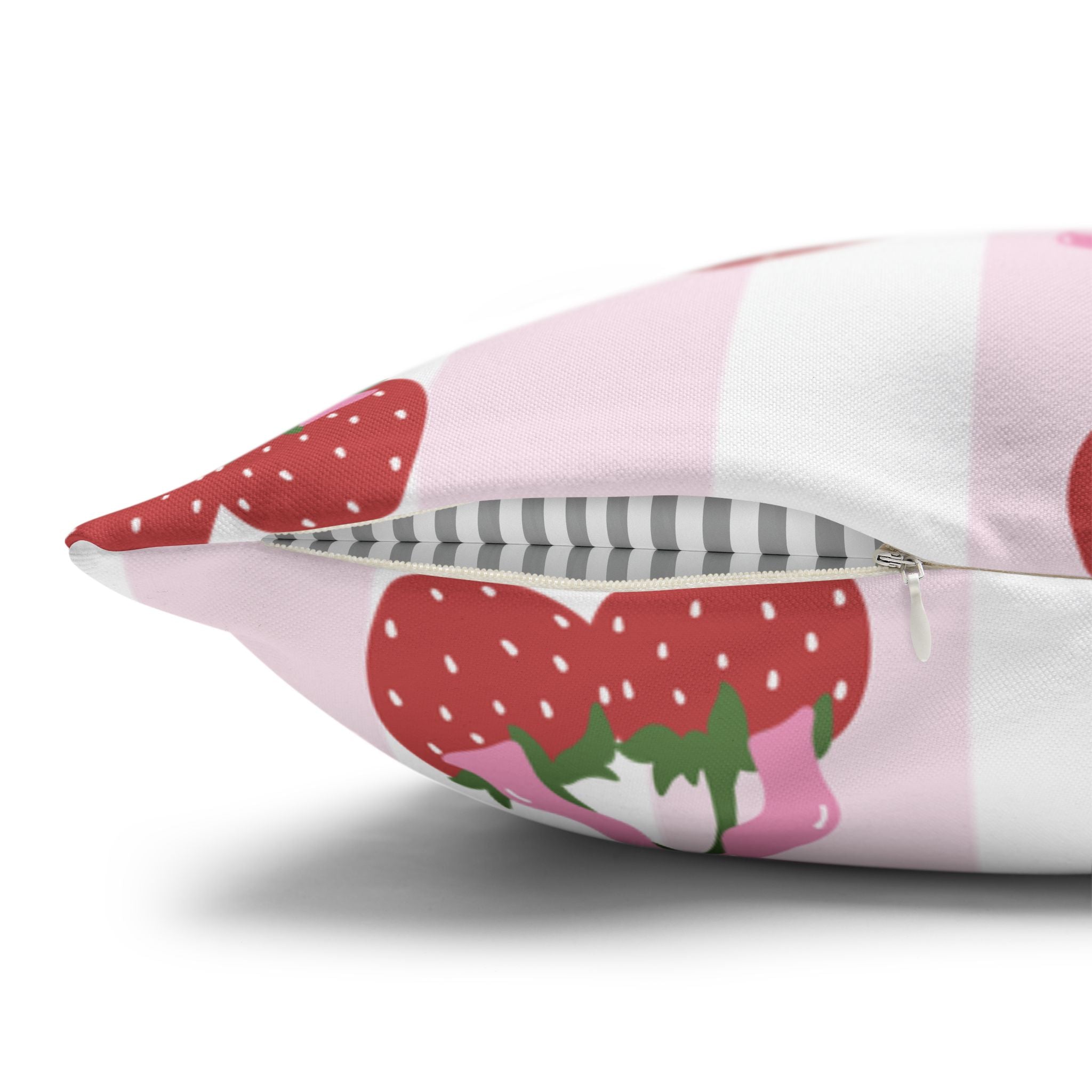 Strawberry Coquette Pillow 🎀 | Kawaii Pastel Cottagecore Cushion for Bedroom Decor