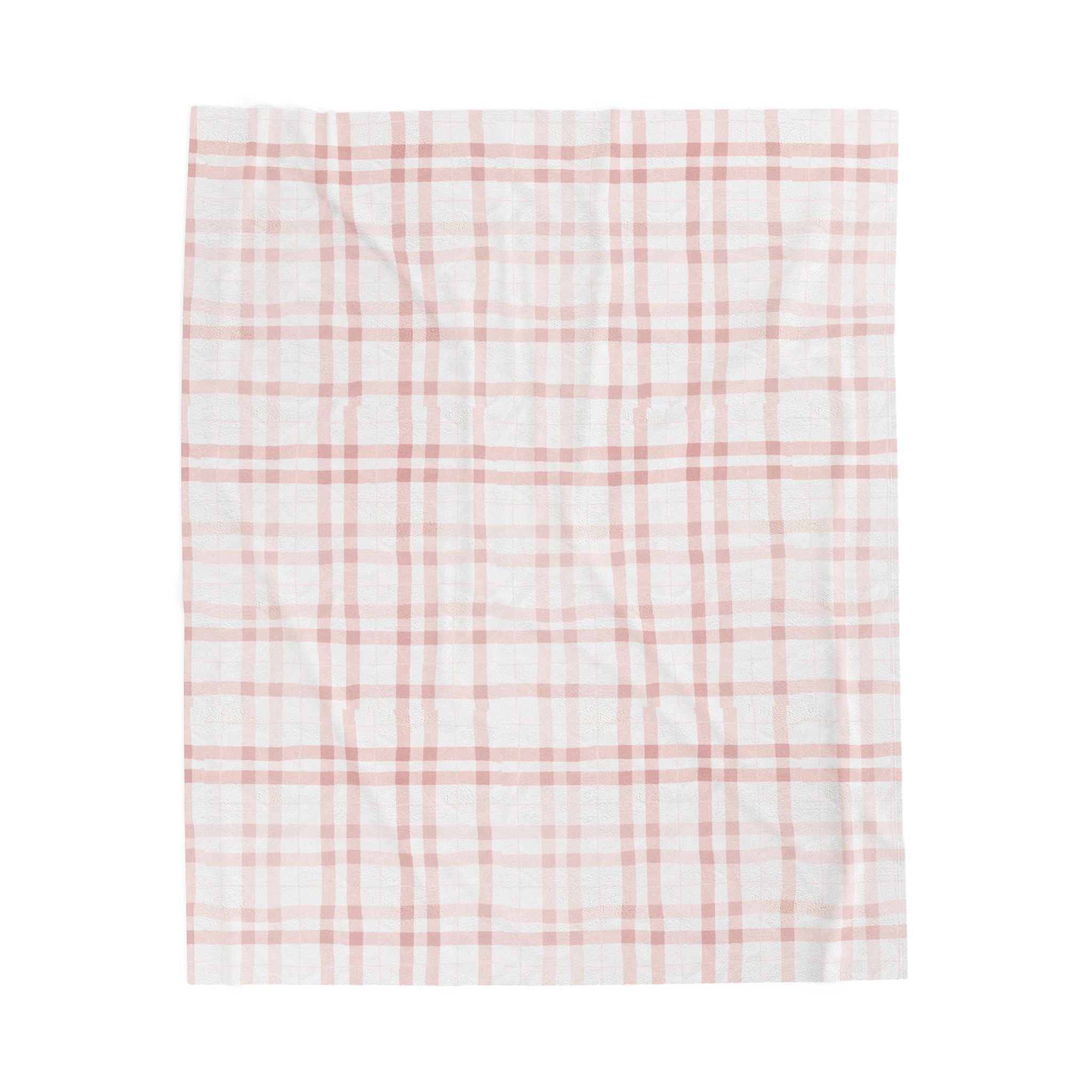 Pink and white checkered fabric on a white background
