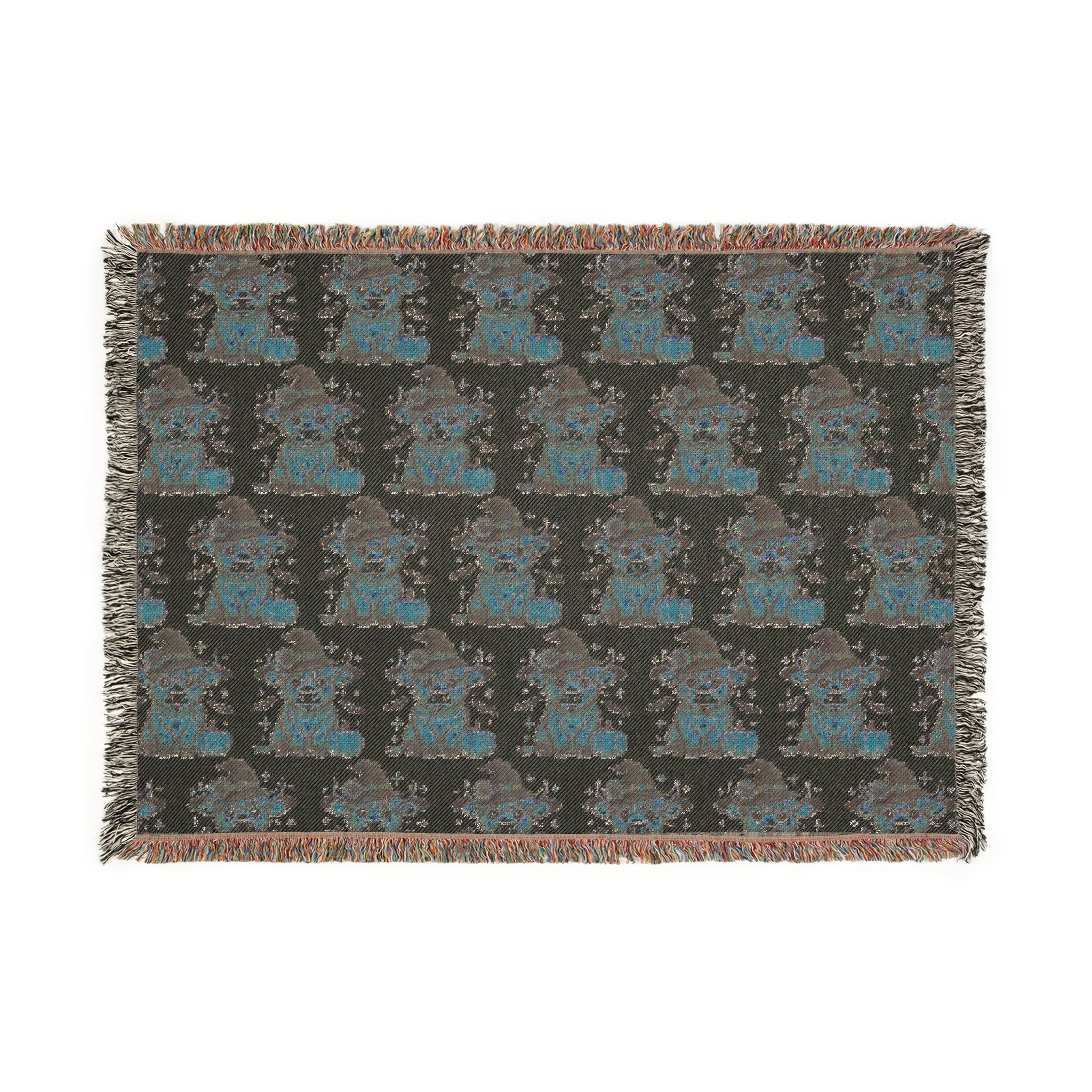 Halloween Highland Cow Blanket | Cozy Woven Throw with Witch Hat Cows & Pumpkins | Boho Fall Decor