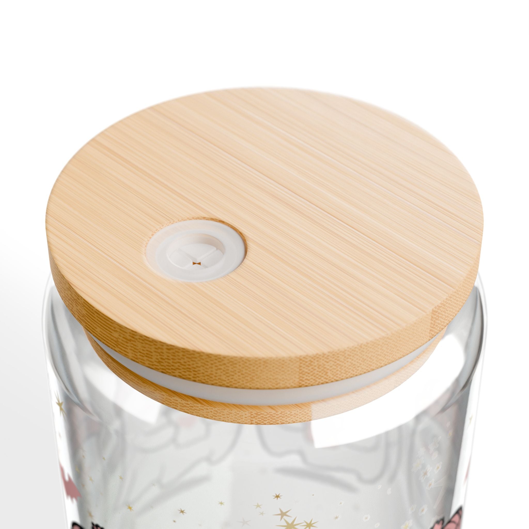 Cute Ghost Tumbler with Bamboo Lid & Straw | Pastel Halloween Coffee Glass | Cozy Fall Girly Mug