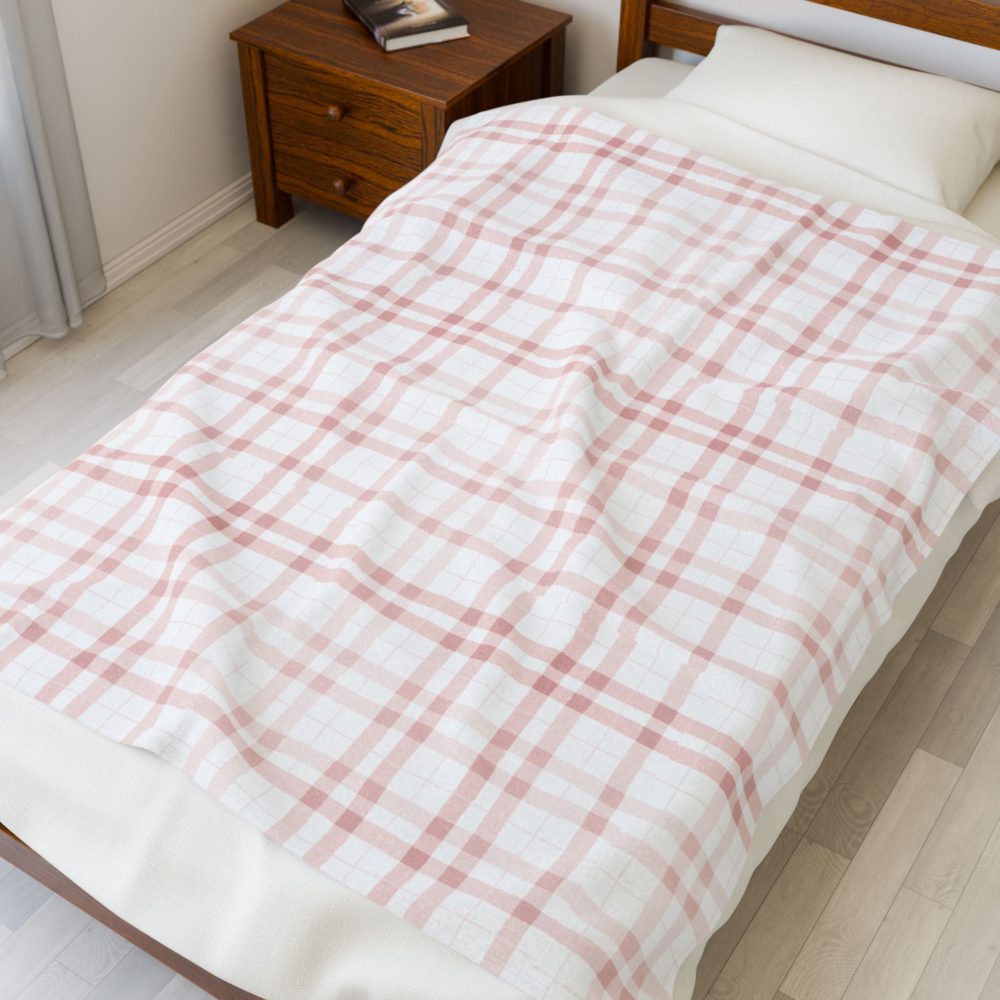 Coquette Aesthetic Plaid Blanket Pastel Pink Cottagecore Throw for Cozy Fall & Soft Life Decor